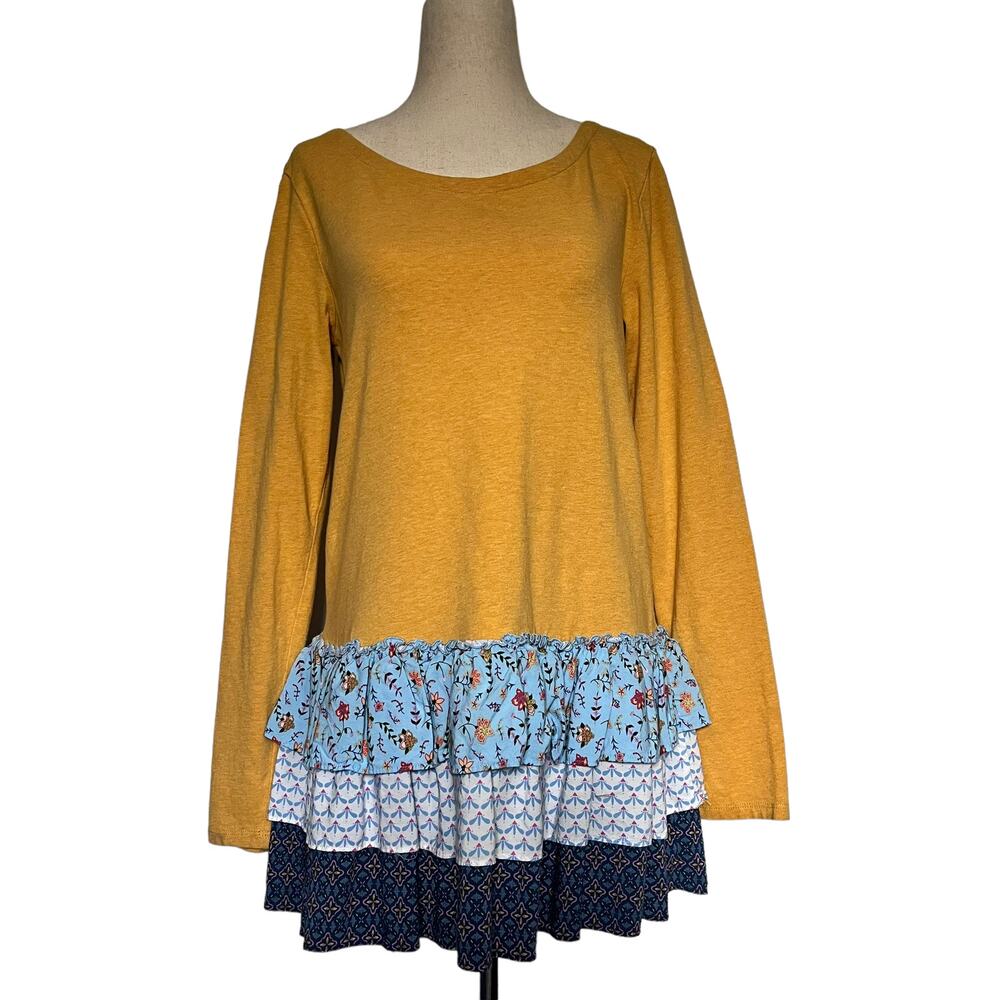 Matilda Jane Boho Tunic Womens Top Small Cottage Patchwork Tiered Ruffle Whimsy